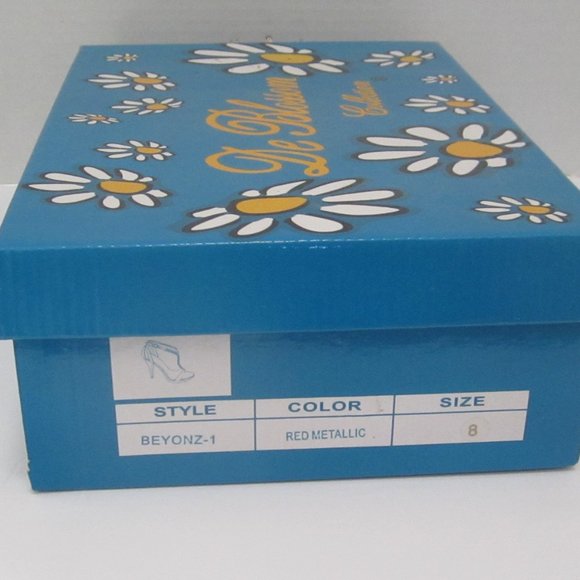 Metallic  red  high heels with  crystals - Picture 2 of 2